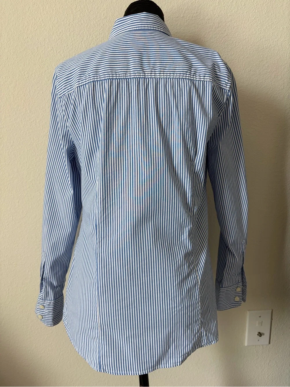 J. Crew Blue and White Narrow Stripe Button-Down Shirt size S